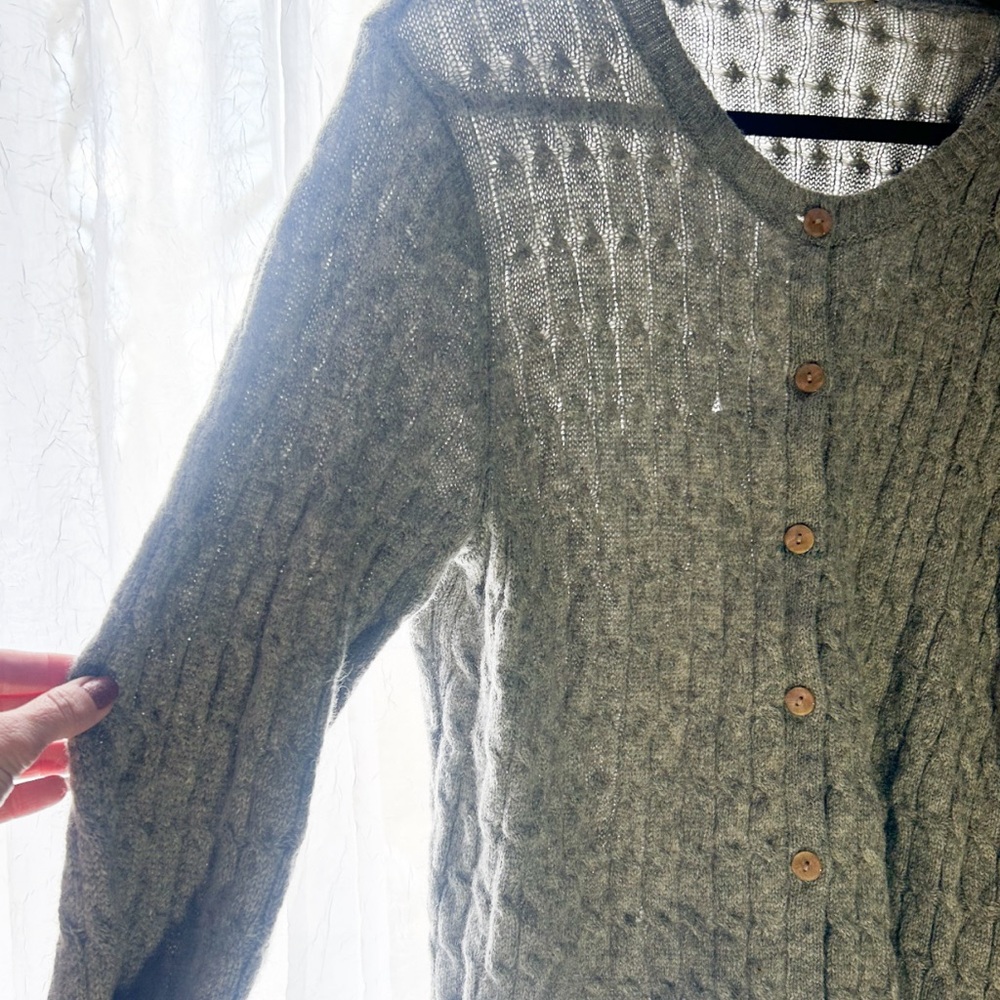 Gray Cable Knit wool Sweater appleseed Womens XL